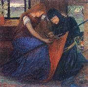 unknow artist Lady Affixing pennant to a knight-s spear oil on canvas